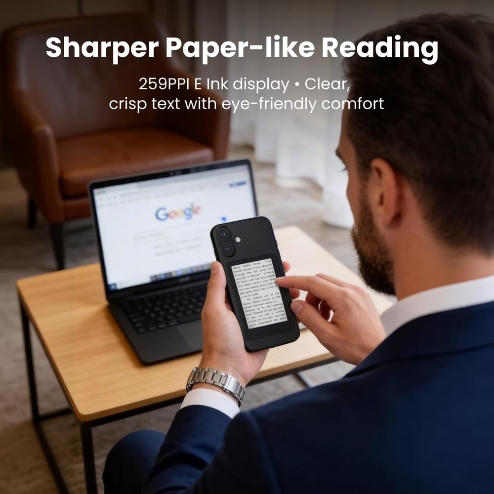 3.7" Pocket Portable E Ink Ebook Reader with Gyro Page Turn & Magnetic Charging