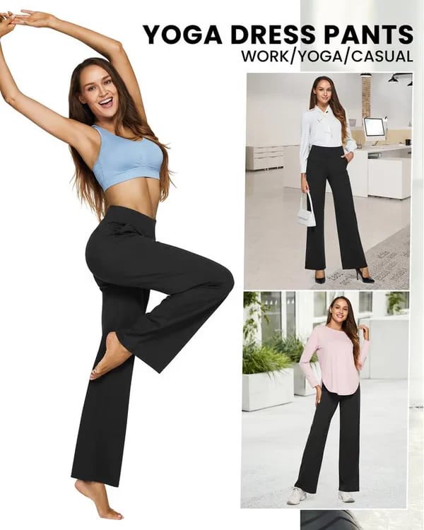 Women's High Waist Stretch Casual Yoga Wide Leg Pants