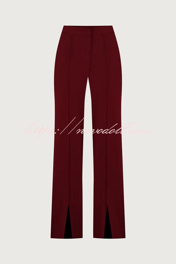 Vita Mesh Patchwork High Neck Wide Sleeve Bodysuit and High Rise Pocket Slit Pants Set