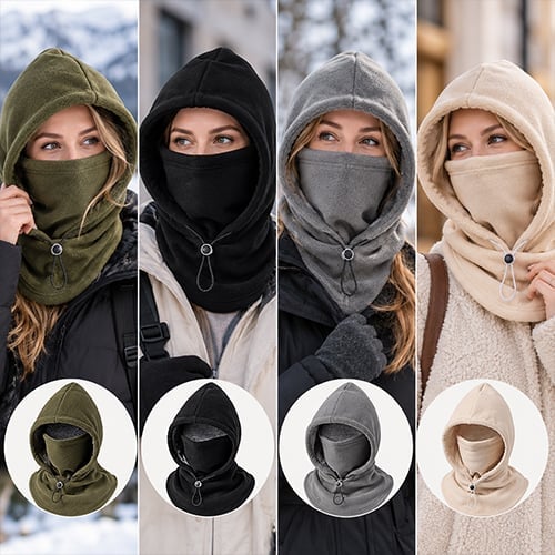 Fleece Double Layer Integrated Mask Hat