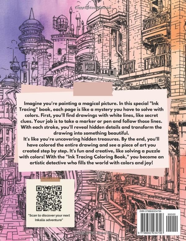 Ink Tracing Coloring Book - For Beginners & Stress Relief(📚Hardcover - No Bleed Pages)