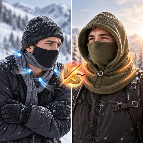 Fleece Double Layer Integrated Mask Hat
