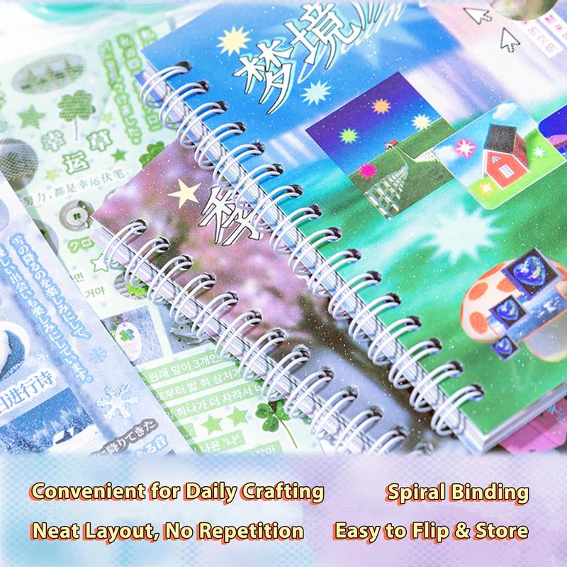 2 Styles 30 Sheets Dreamcore Aesthetic Sticker Book – Frutiger Aero-Inspired Die-Cut Glossy/Matte Textured Stickers