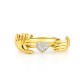 Open Hands Heart Ring Fede Gimmel Clasped Hands Ring Holding Hands Claddagh Band Hug Ring Bronze Couple Rings for Women