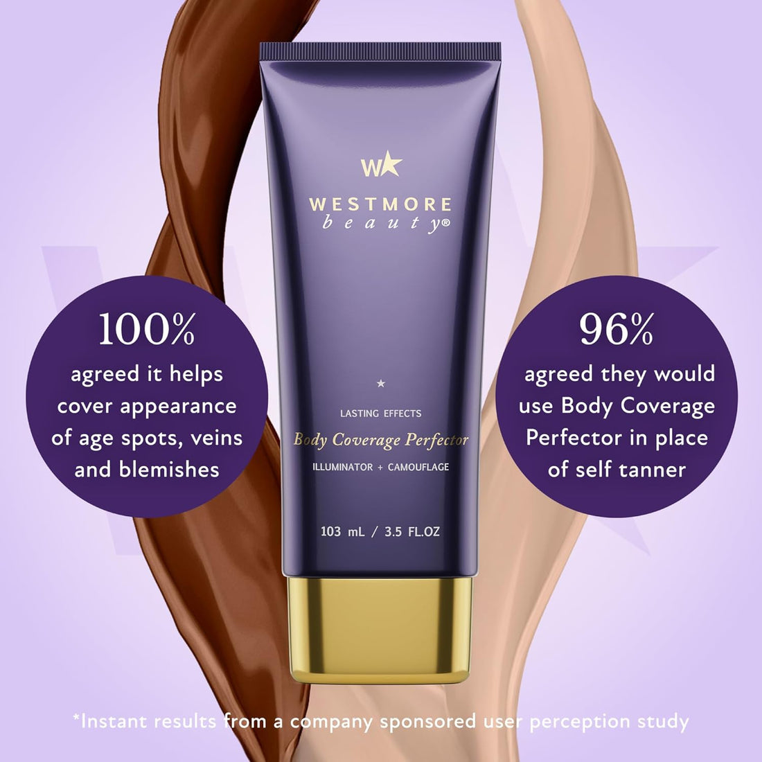 Westmore Beauty Body Coverage Perfector – Waterproof Leg & Body Makeup - Tattoo Cover Up Makeup - 7 Oz (Bronze Radiance)