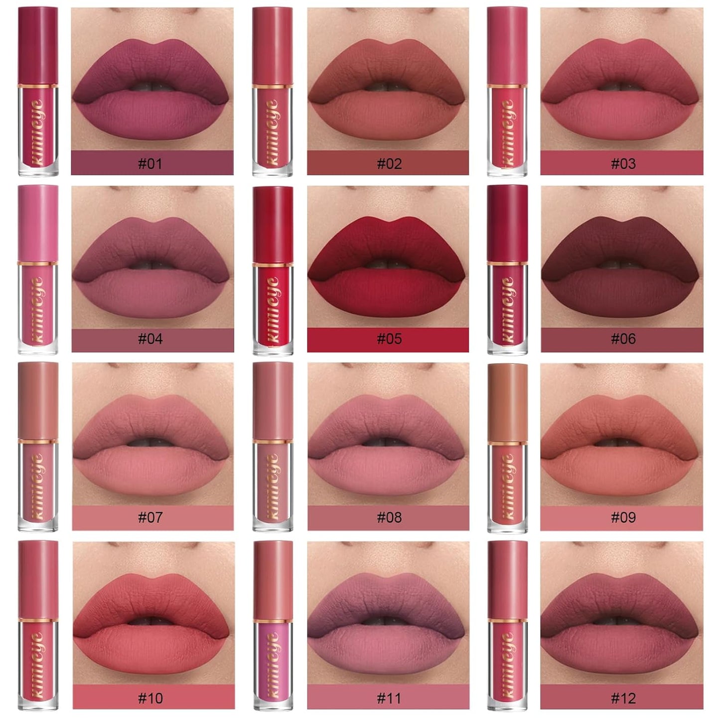 12-Color Matte Liquid Lipstick Kit – Long-Lasting 24H