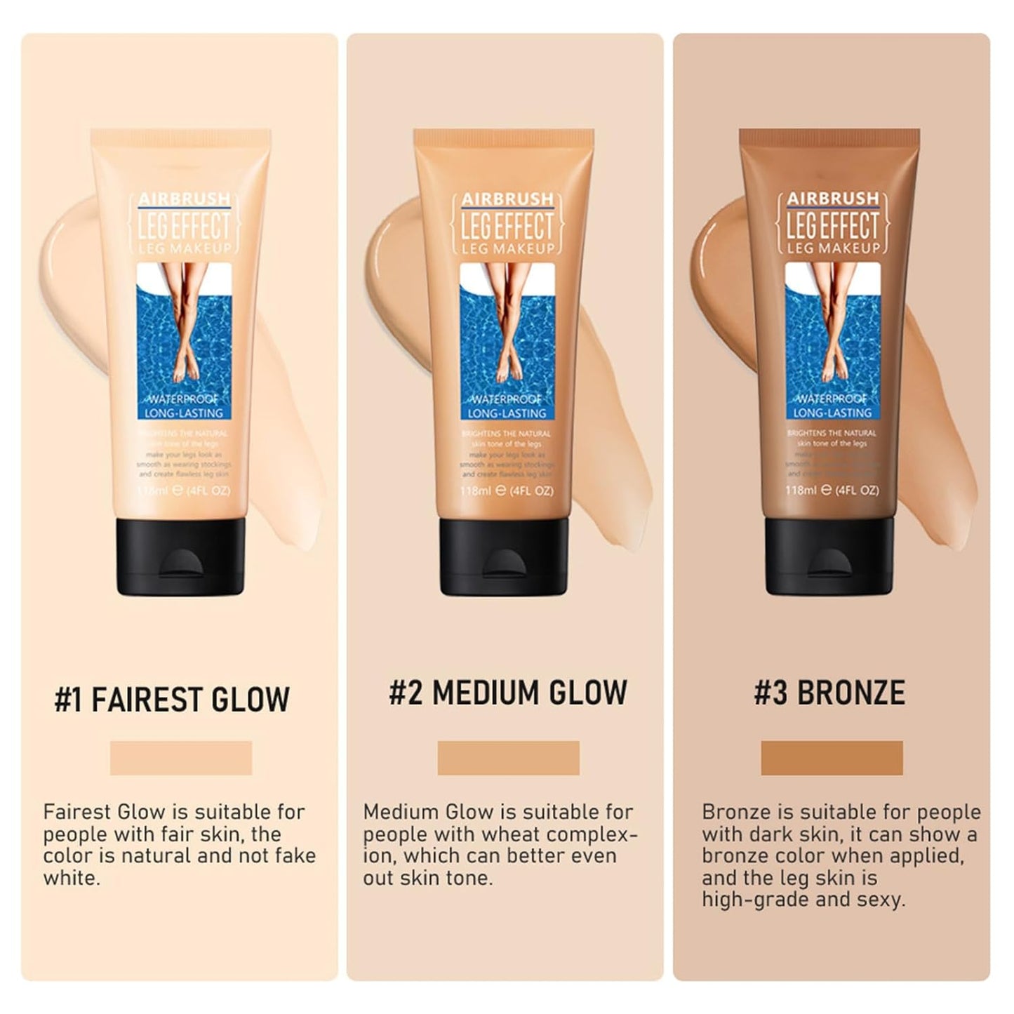 Leg Makeup Waterproof, No Transfer Body Concealer, Coverage for Vein, Scar, Tattoo