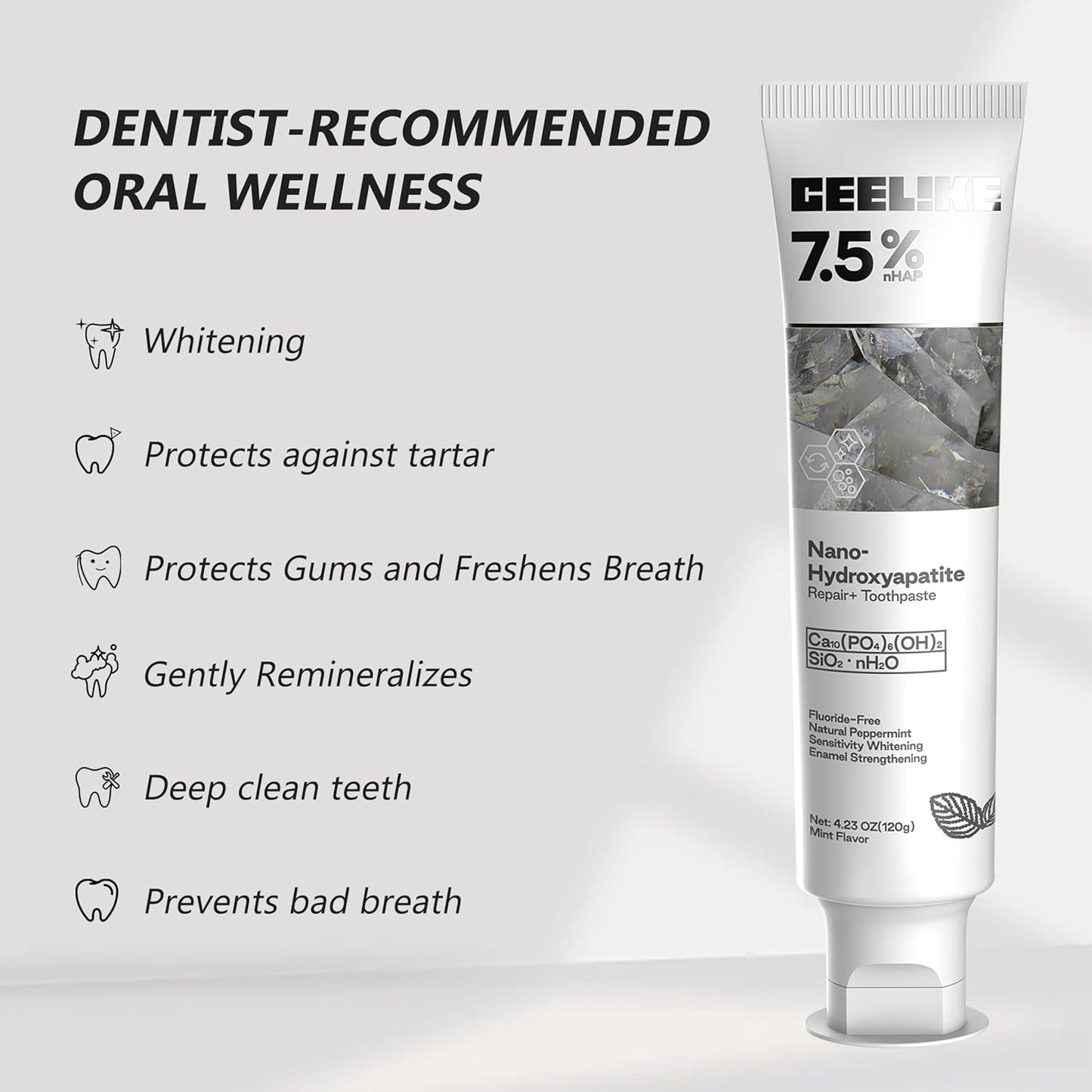 Free Hydroxyapatite Enamel Repairing Breath Freshening Whitening Toothpaste
