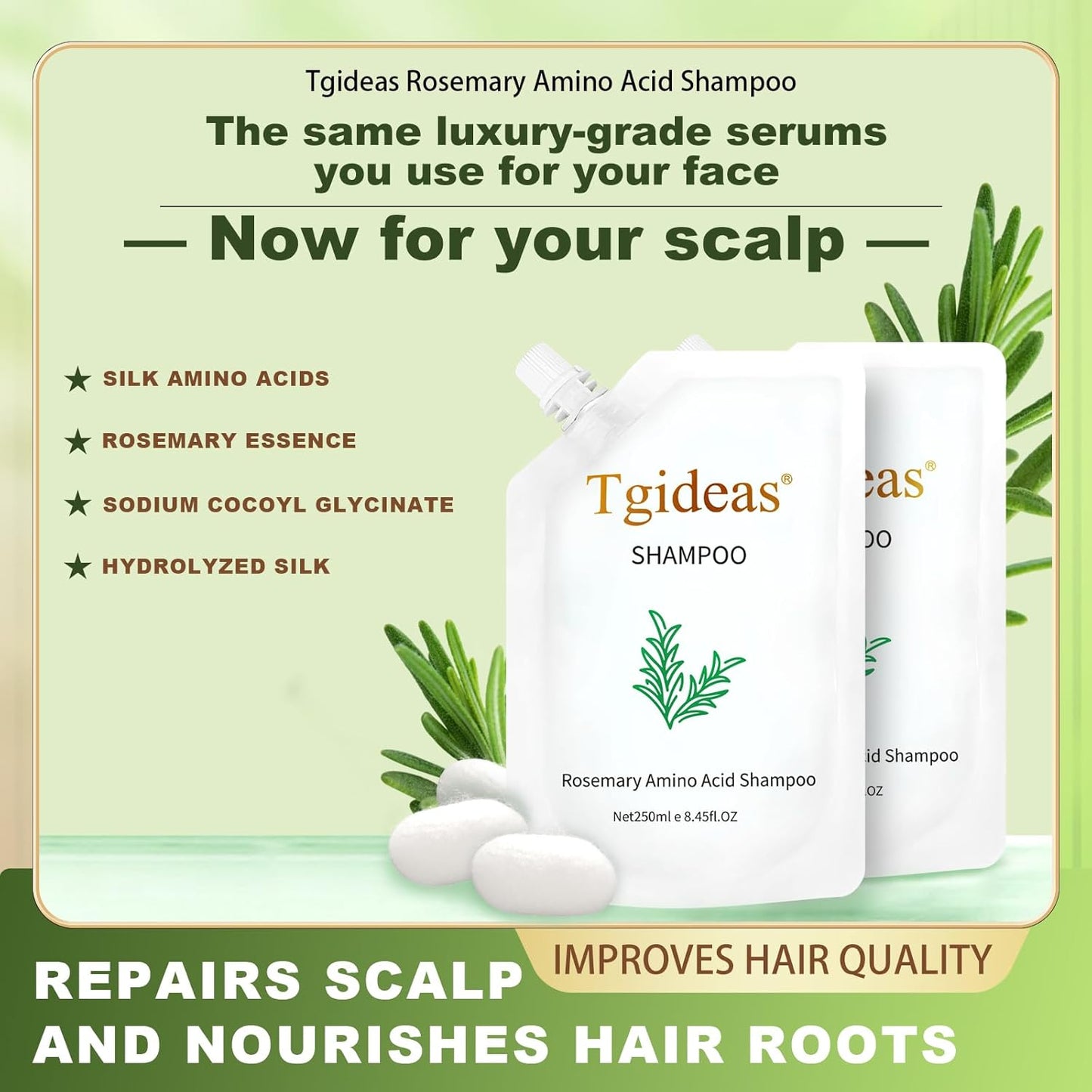 Tgideas Rosemary Amino Acid Shampoo, Hair Growth Shampoo  2 Packs