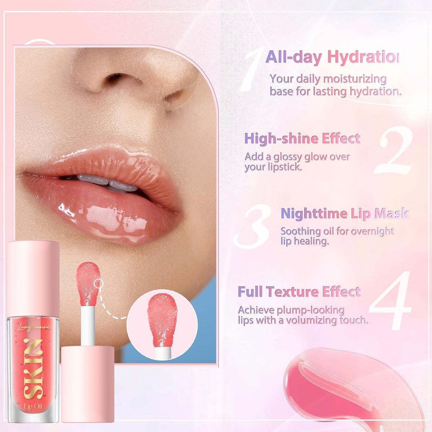 Strawberry Moisturizing Lip Oil – Non-Sticky Hydrating Gloss