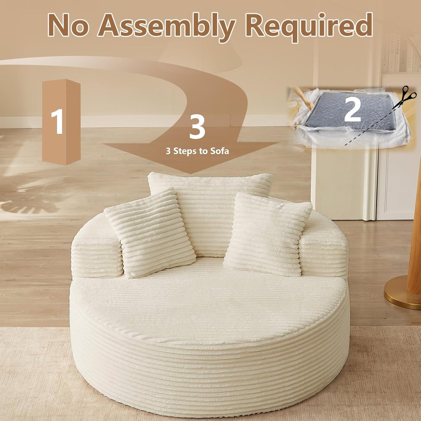 Oversized large round lounge chair，Boneless sofa