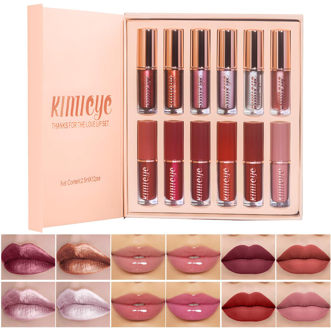 12-Color Matte Liquid Lipstick Kit – Long-Lasting 24H