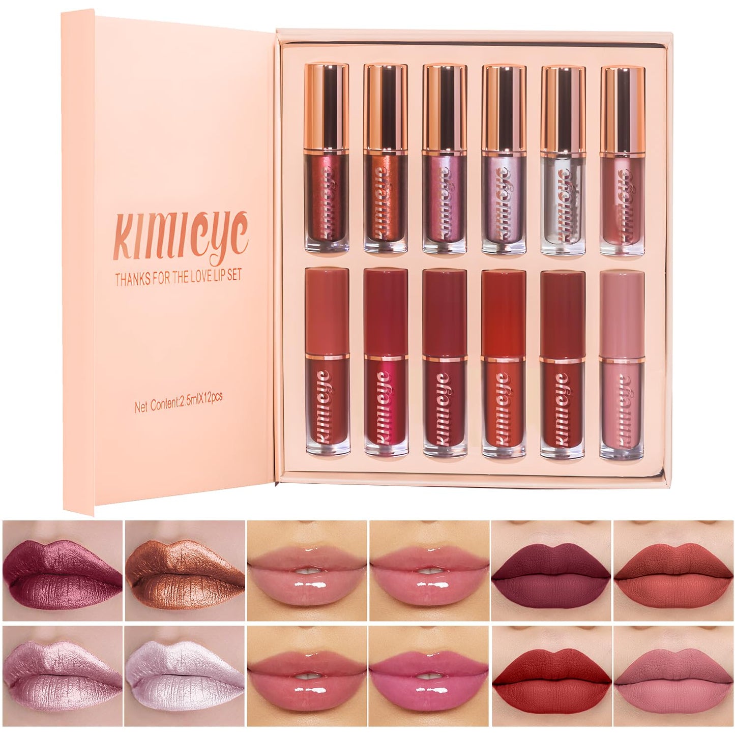 12-Color Matte Liquid Lipstick Kit – Long-Lasting 24H
