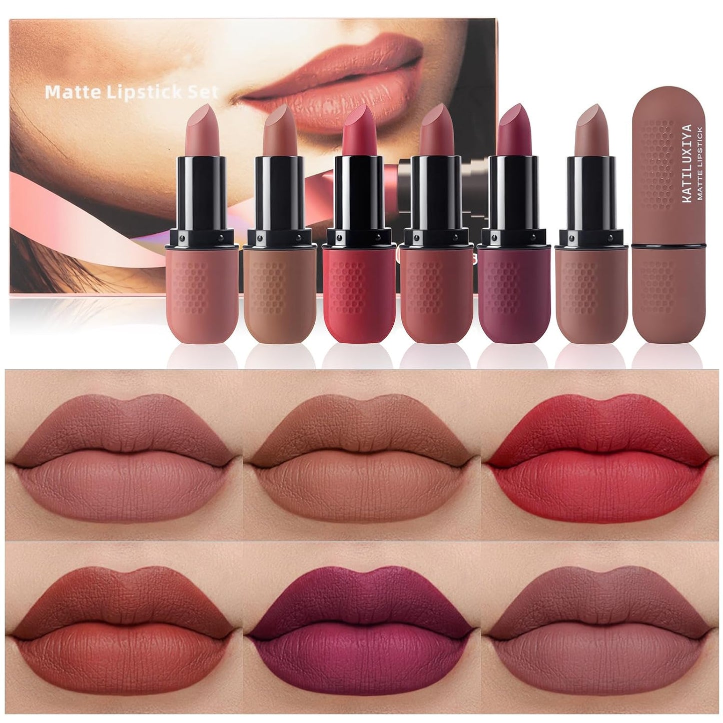 6Pcs Red Velvet Matte Lipstick Set