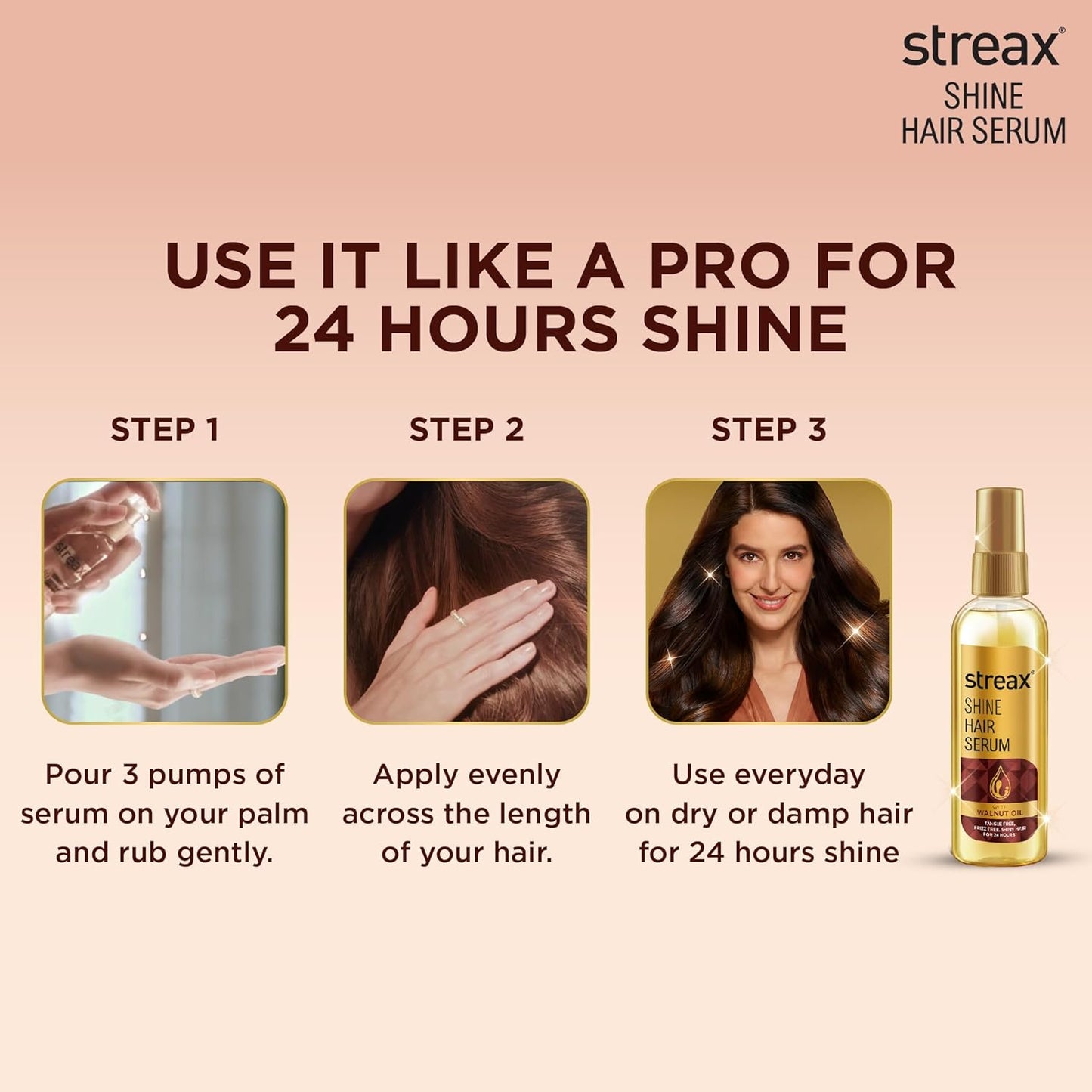 Hair Serum 200ml, Vitalized with Walnut Oil, For Hair Smoothening & Shine