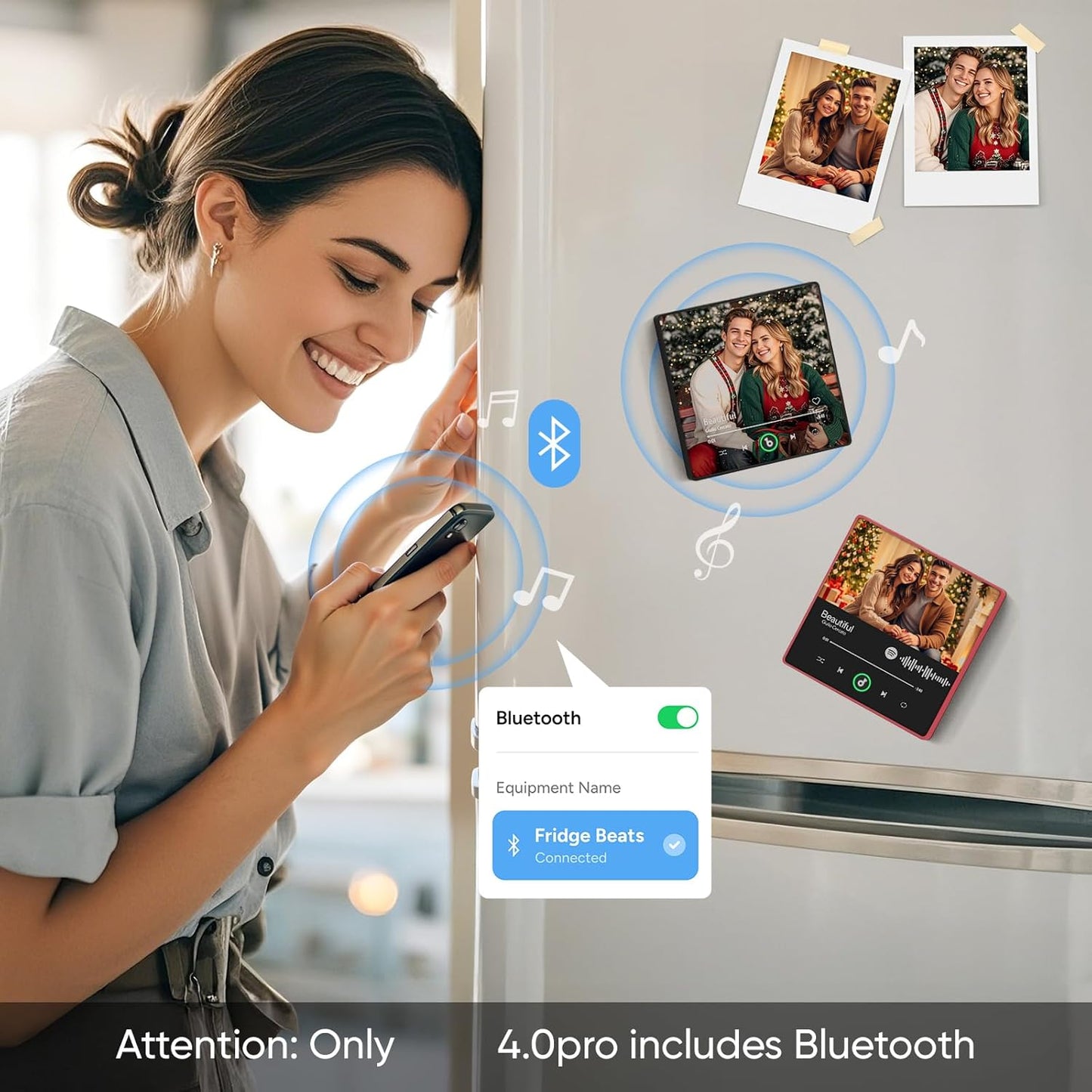 Personalized Music Fridge Magnet Custom Spotify Refrigerator Magnet with Photo Album & Can Play Songs Christmas Meaningful Gifts