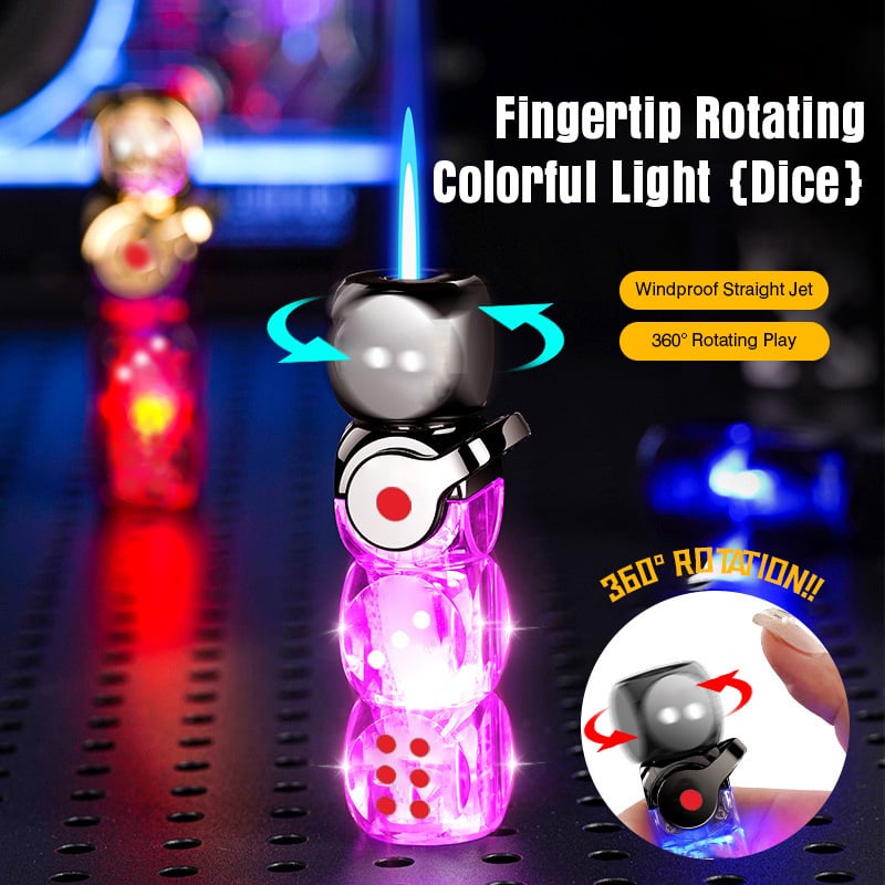 🎲 360° Spinning Dice Lighter 🔥 Windproof Jet Blue Flame, LED, Refillable EDC Gadget