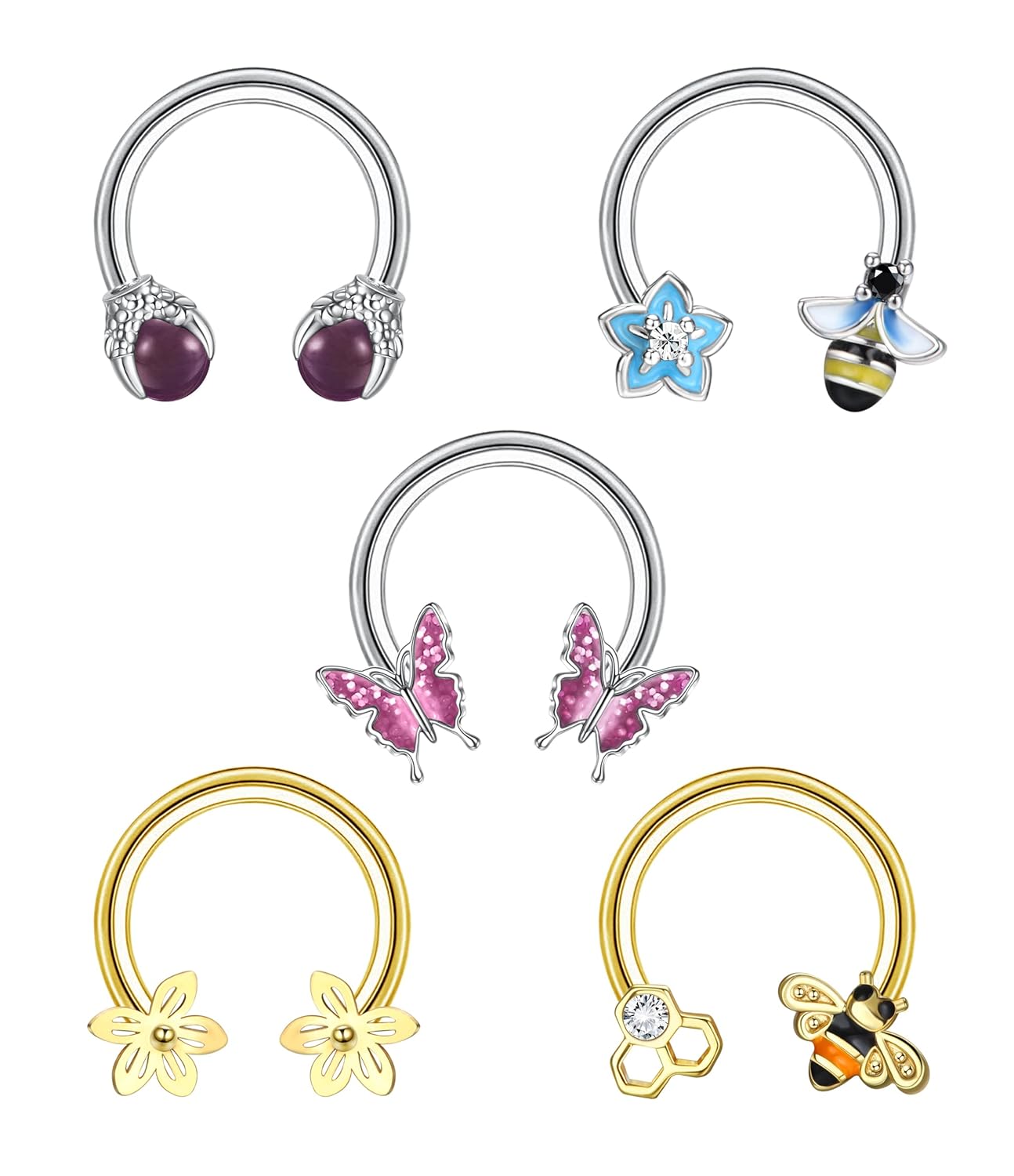 5 pcs Horseshoe Nose Hoop