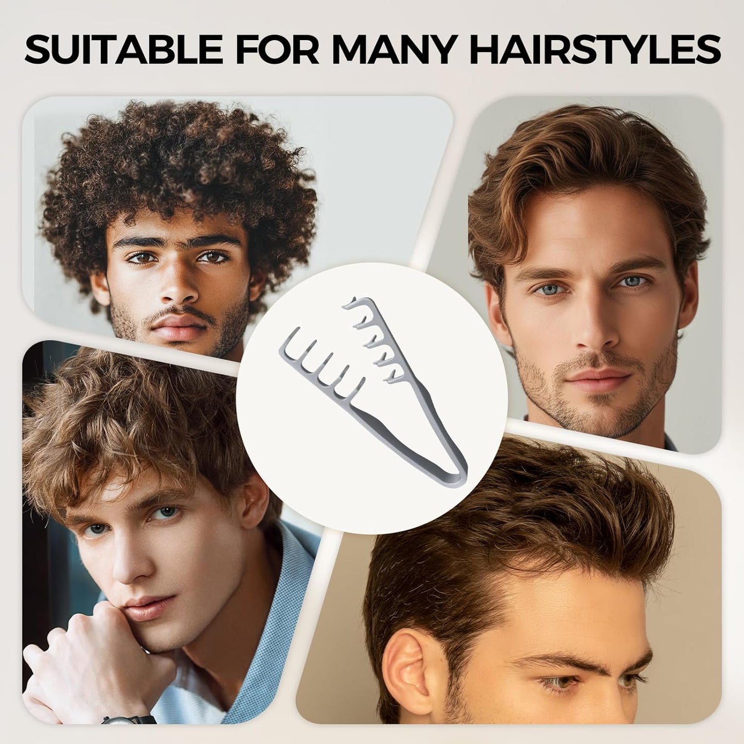 Texture Comb, 2025 Upgrade Voluminous Wide-Toothed Hair Combs for Men, Maximum Root Lift Tool, Non-Slip Grip (ABS Plastic)