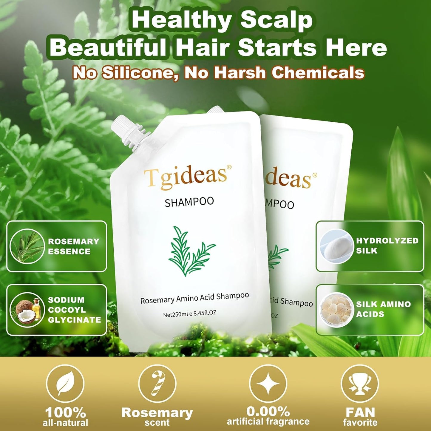 Tgideas Rosemary Amino Acid Shampoo, Hair Growth Shampoo  2 Packs