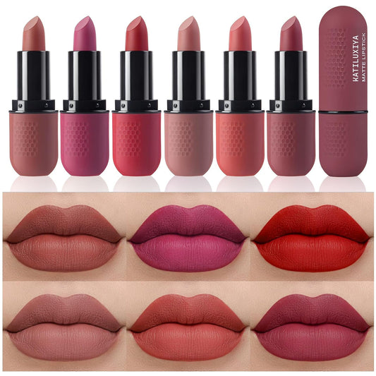 6Pcs Red Velvet Matte Lipstick Set