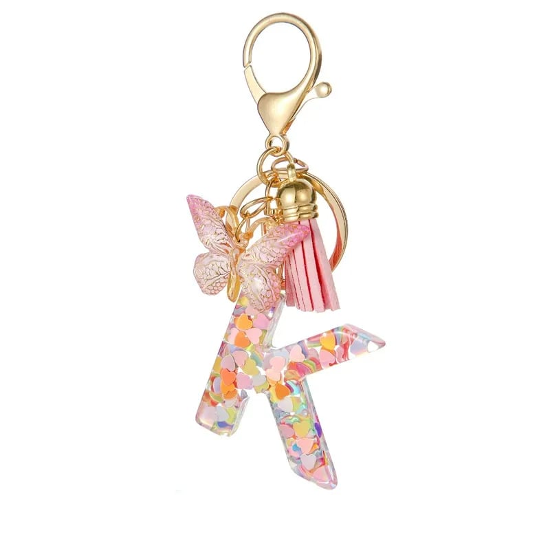 Butterfly Letter Keychain Tassel Design Vibrant Durable Lightweight Gift