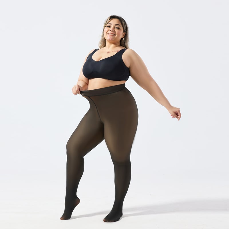 Women Fleece Lined Leggings Sheer Fake Translucent Pantyhose