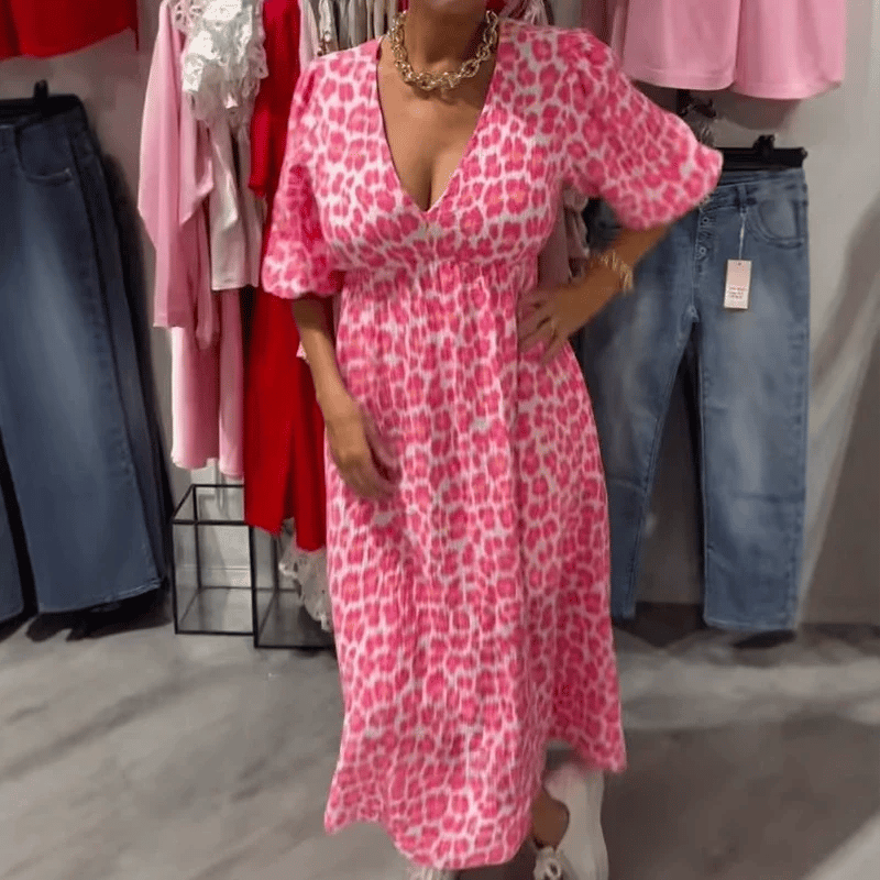 Women's V-Neck Printed Dress