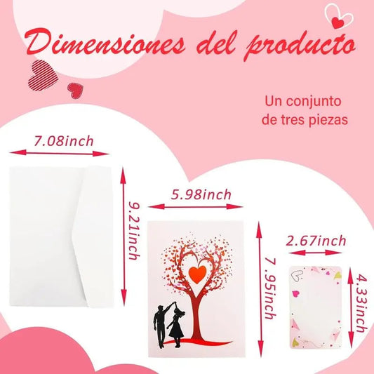 3D Pop-Up Anniversary Card - Romantic Love Tree & Hearts Design