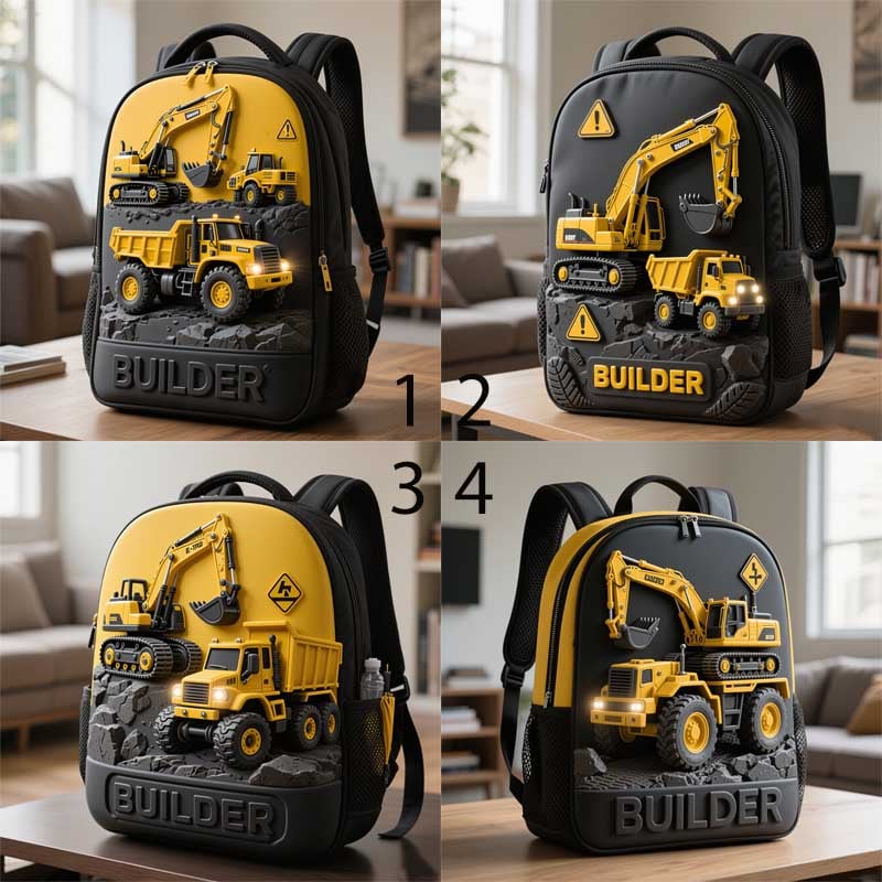 Kids Construction Vehicle-Inspired School Backpack