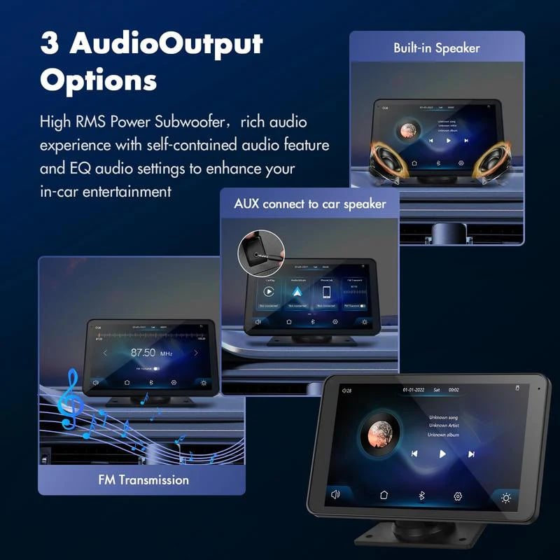 Portable Carplay Screen-Wide-Compatibility Multi-Device Car Infotainment System