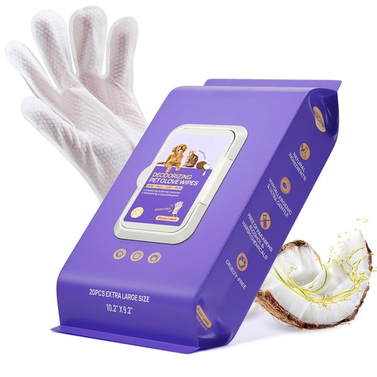 20pcs Deodorizing Pet Grooming Glove Wipes
