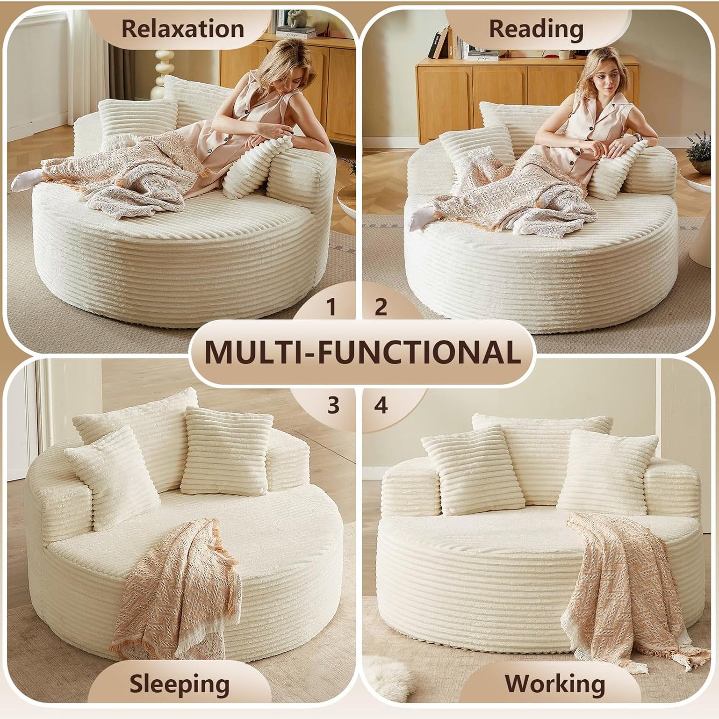 Oversized large round lounge chair，Boneless sofa