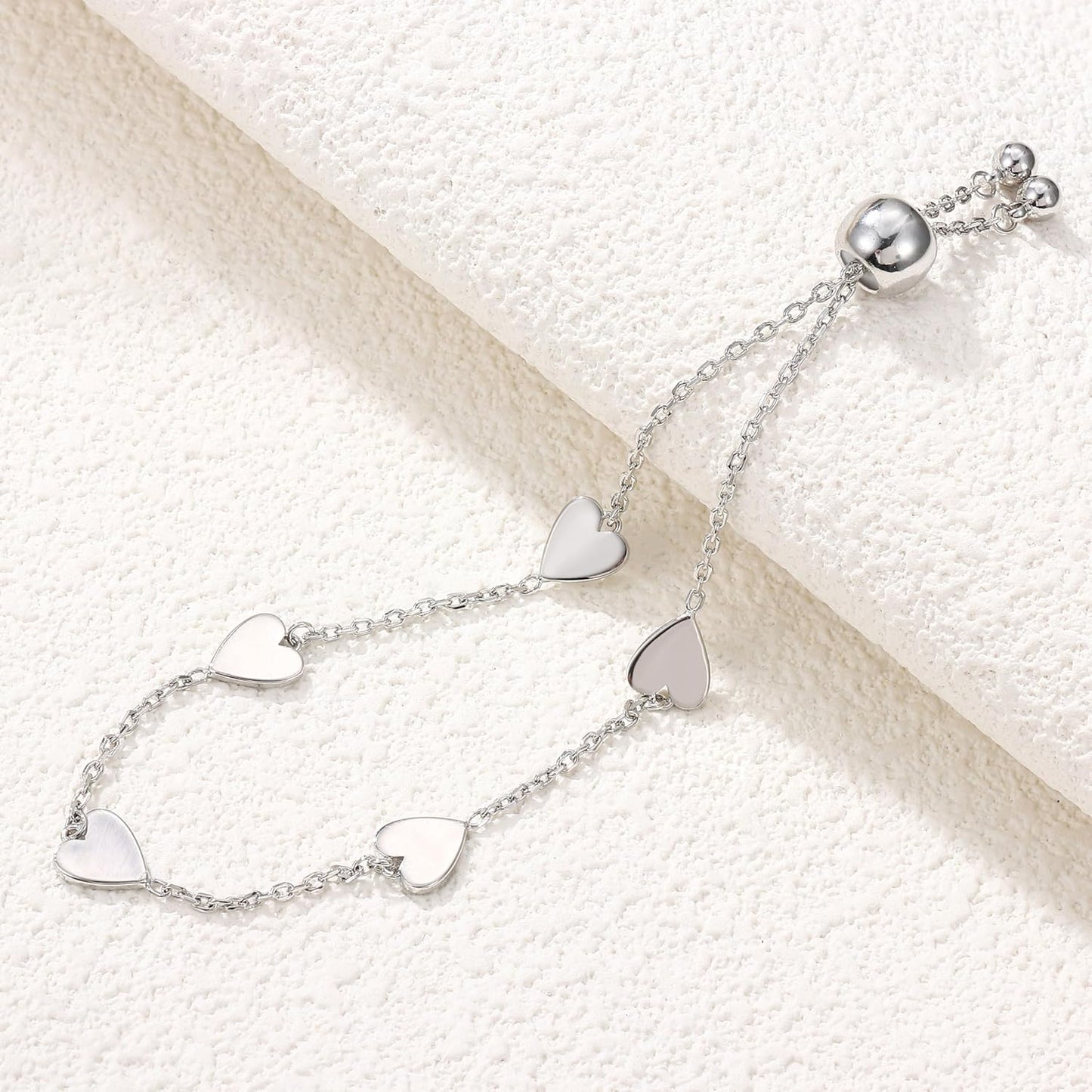 Women's Gold Silver Bracelet Set 14K Gold Heart Adjustable Friendship Bracelets