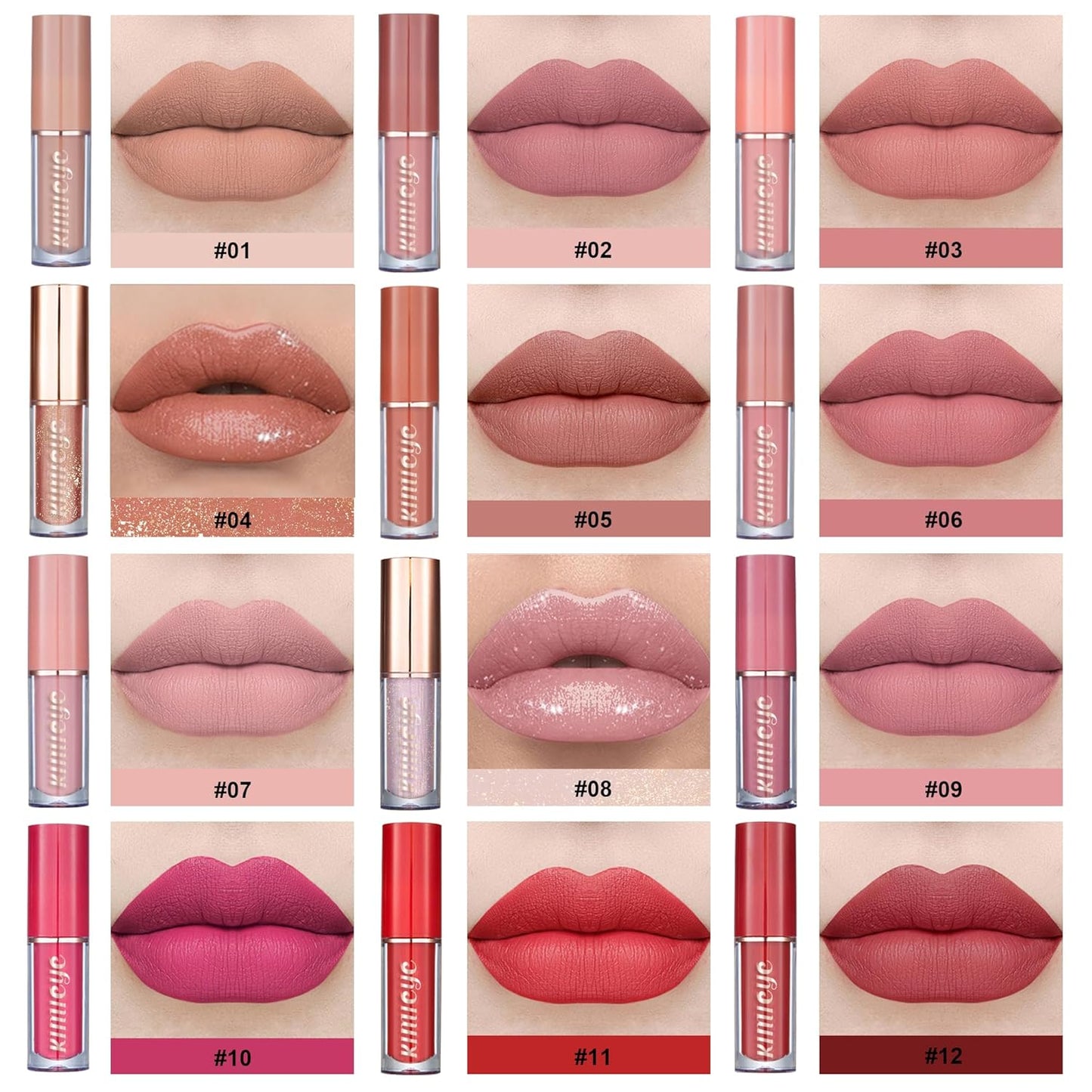 12-Color Matte Liquid Lipstick Kit – Long-Lasting 24H