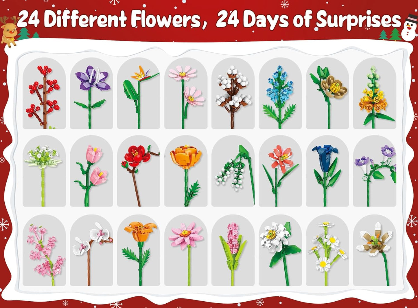 Flower Bouquet Advent Calendar Building Blocks – Christmas Countdown Blind Box