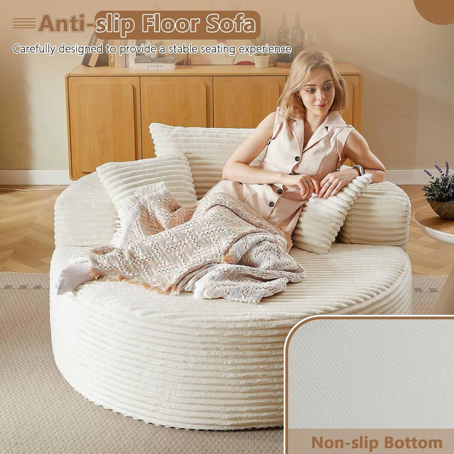 Oversized large round lounge chair，Boneless sofa