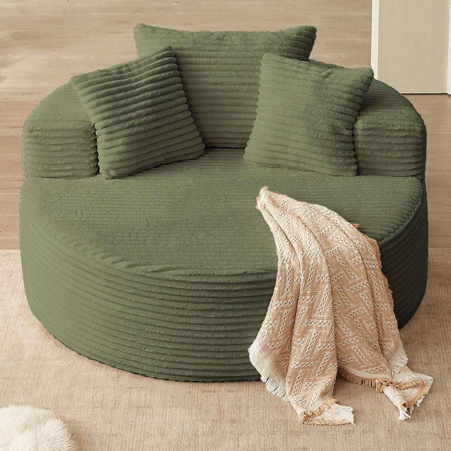 Oversized large round lounge chair，Boneless sofa