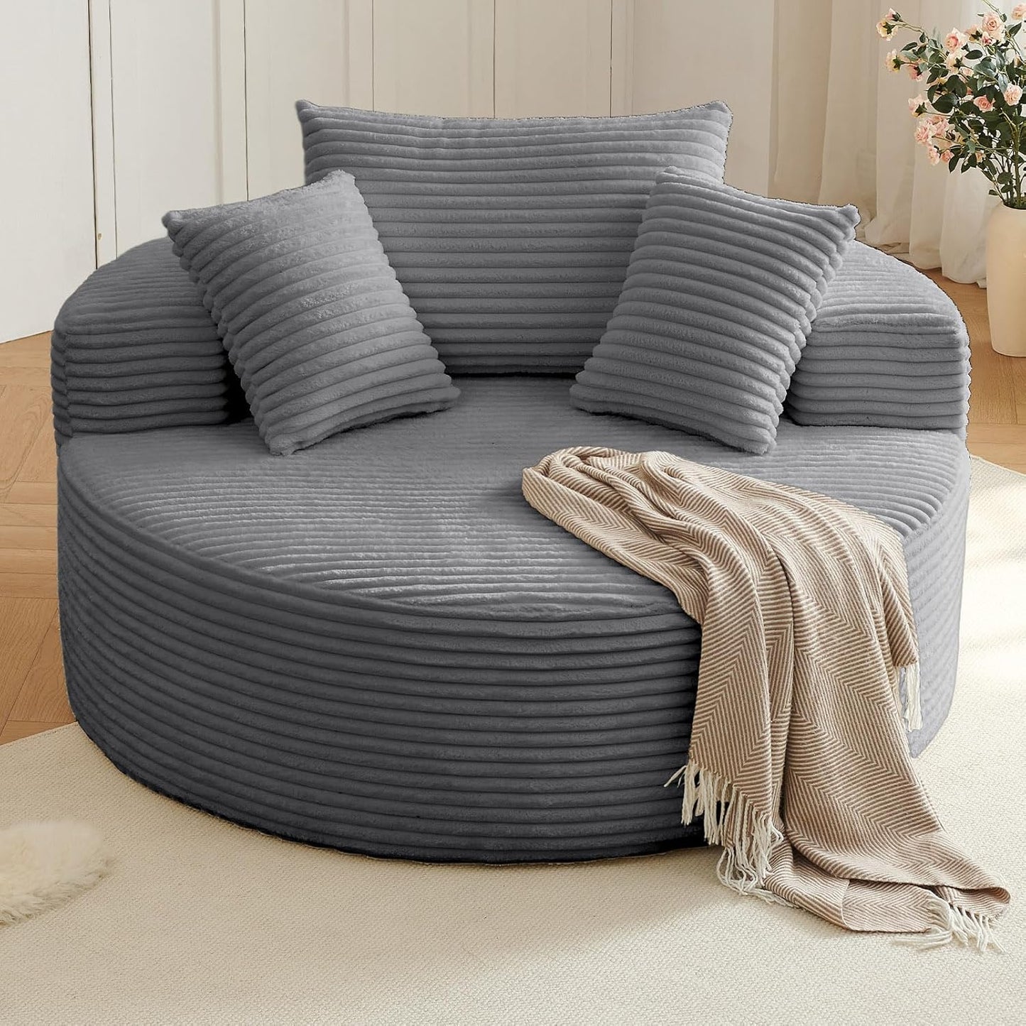 Oversized large round lounge chair，Boneless sofa