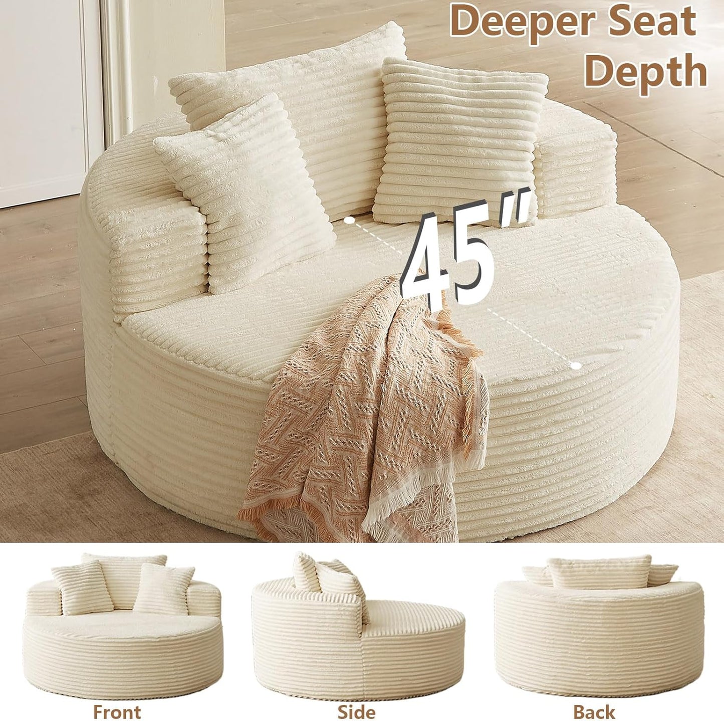 Oversized large round lounge chair，Boneless sofa