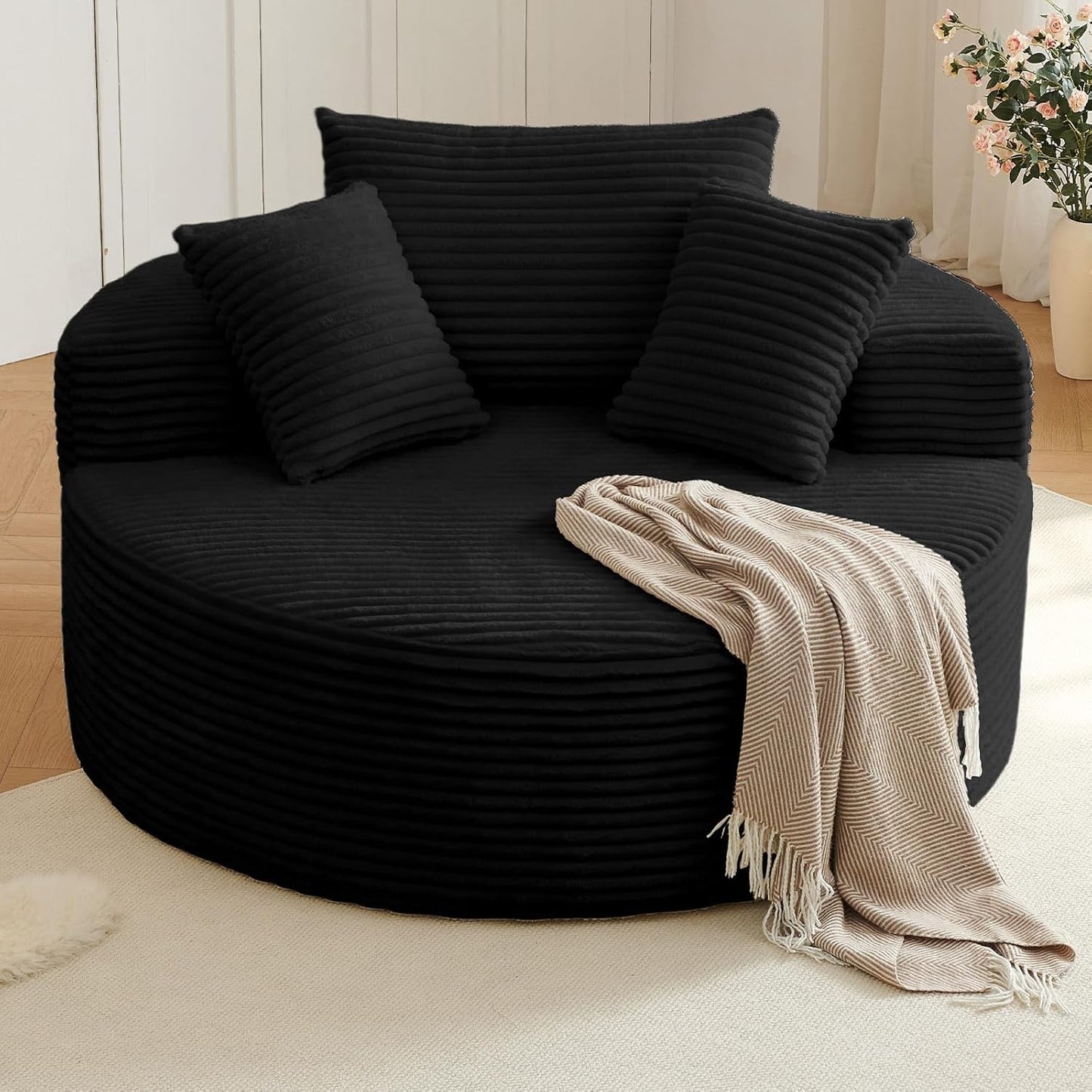 Oversized large round lounge chair，Boneless sofa