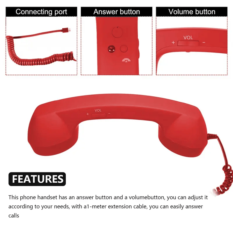 C Retro telephone style landline handle receiver