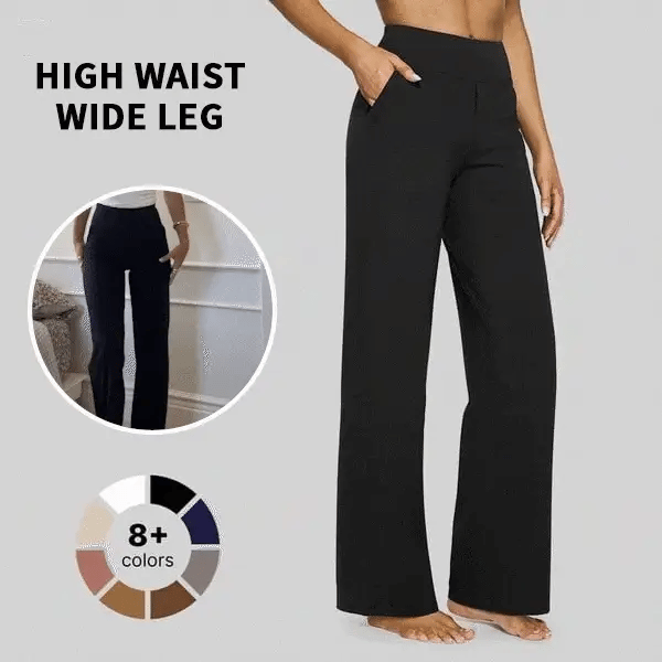 Women's High Waist Stretch Casual Yoga Wide Leg Pants
