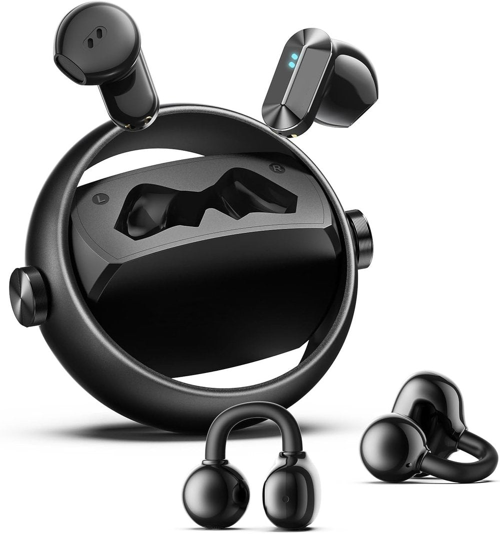 2-in-1 Bluetooth Earbuds – Open-Ear Clip-On & In-Ear Wireless Earphones for Sports & Work