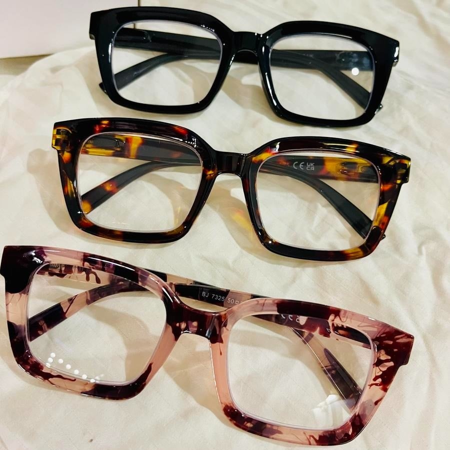 3 Pack Tortoiseshell Reading Glasses – Blue Light Blocking Oversized Square Readers