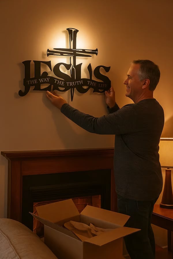 Jesus & Cross Design Wall Art (12 x 9 inches)