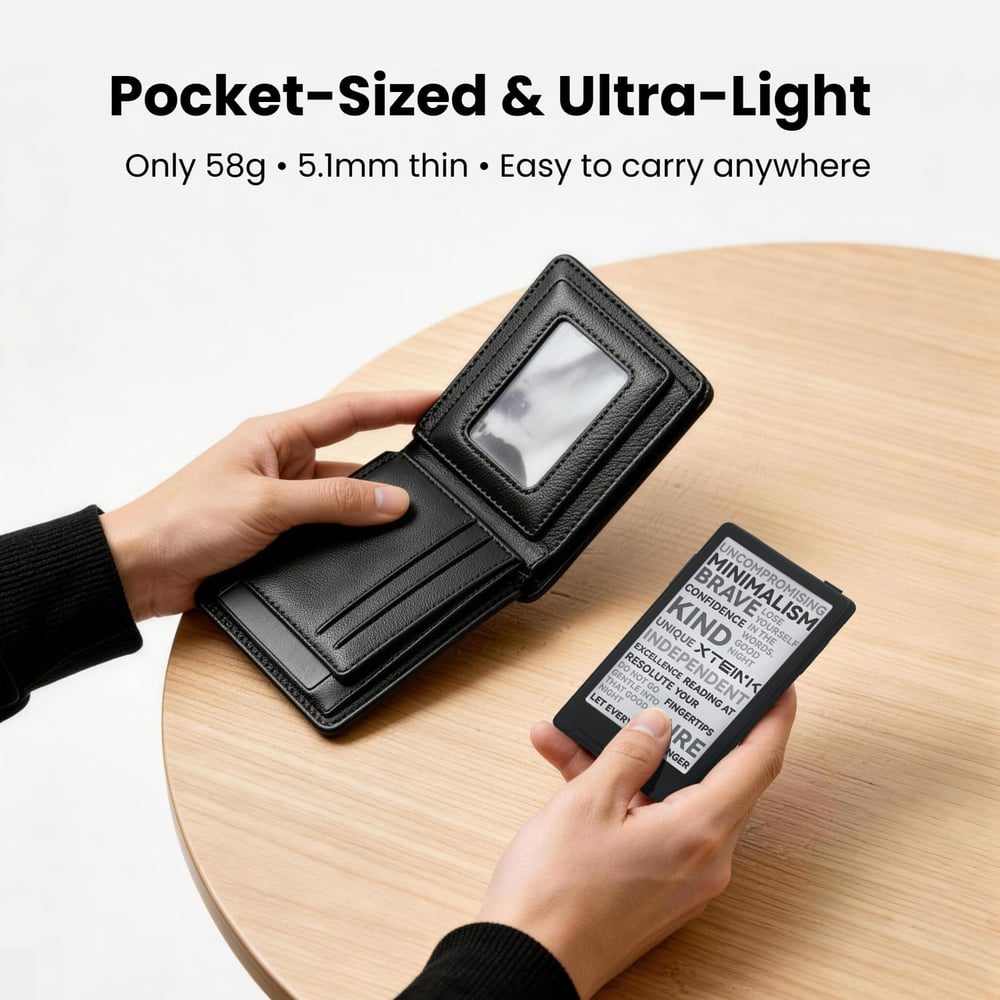 3.7" Pocket Portable E Ink Ebook Reader with Gyro Page Turn & Magnetic Charging