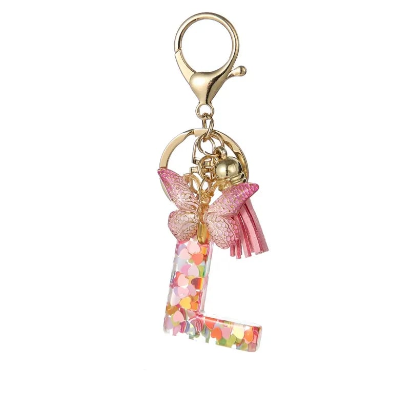 Butterfly Letter Keychain Tassel Design Vibrant Durable Lightweight Gift