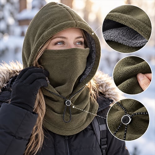 Fleece Double Layer Integrated Mask Hat