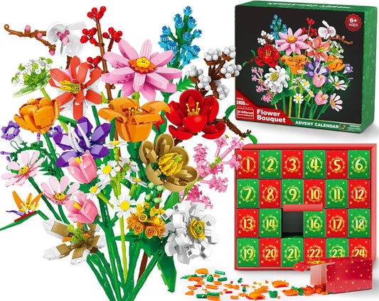Flower Bouquet Advent Calendar Building Blocks – Christmas Countdown Blind Box